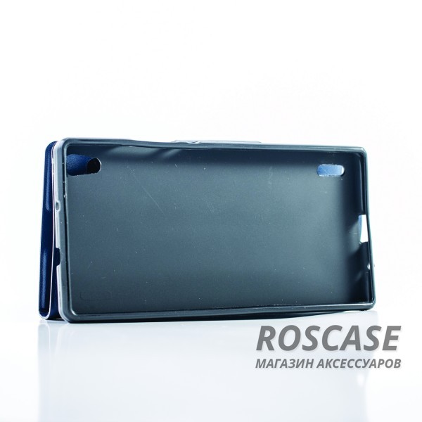 Фото Синий Чехол-книжка с окошками для Huawei Ascend P7