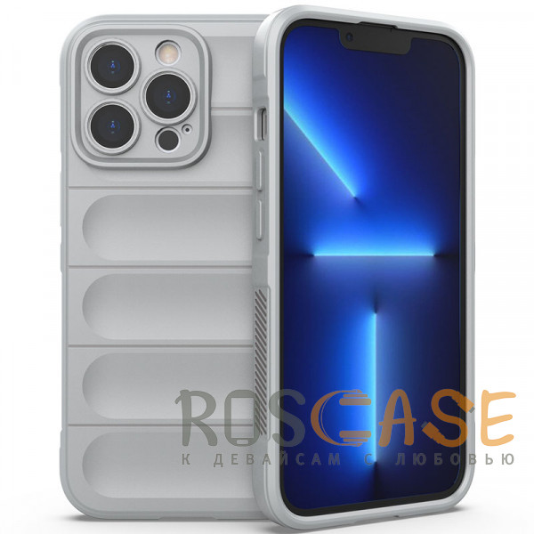 Фото Серый Flex Silicone | Противоударный чехол для iPhone 13 Pro с защитой камеры и микрофиброй