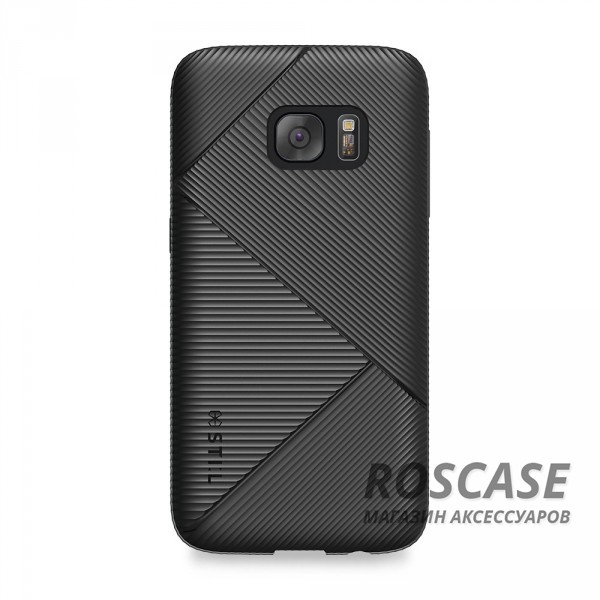 Фото Черный Гибкий силиконовый чехол STIL Stone Edge с фактурным треугольным узором и рельефными гранями для Samsung G930F Galaxy S7
