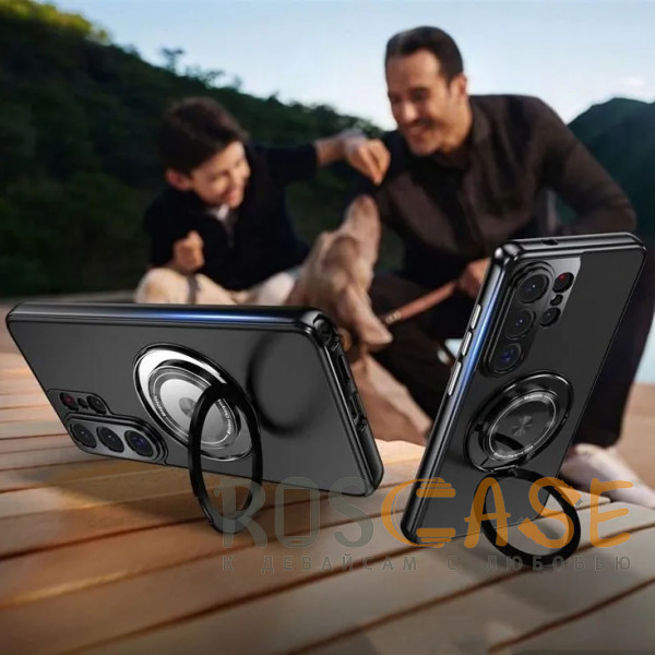 Фото Черный Чехол с кольцом Magsafe и алюминиевой вставкой для Samsung Galaxy S26 Ultra