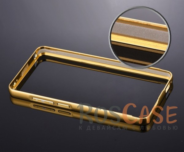 Изображение Золотой Металлический бампер для Xiaomi Redmi Note 3 / Pro с зеркальной вставкой