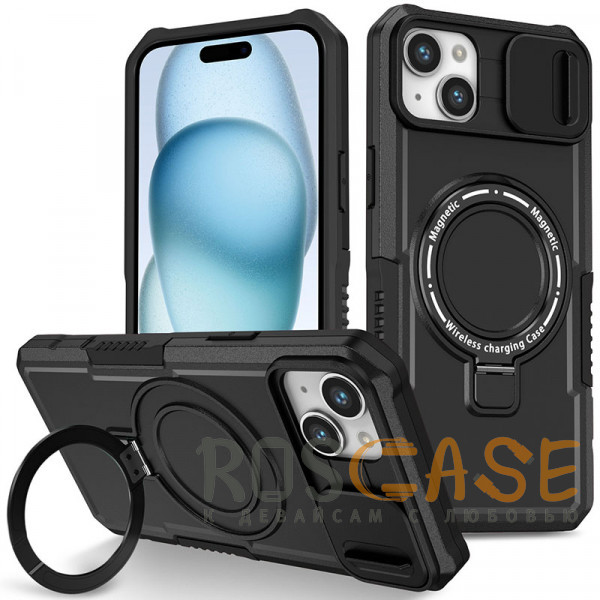 Фото Черный CamShield MagSafe | Противоударный чехол для iPhone 15 Plus со шторкой для камеры