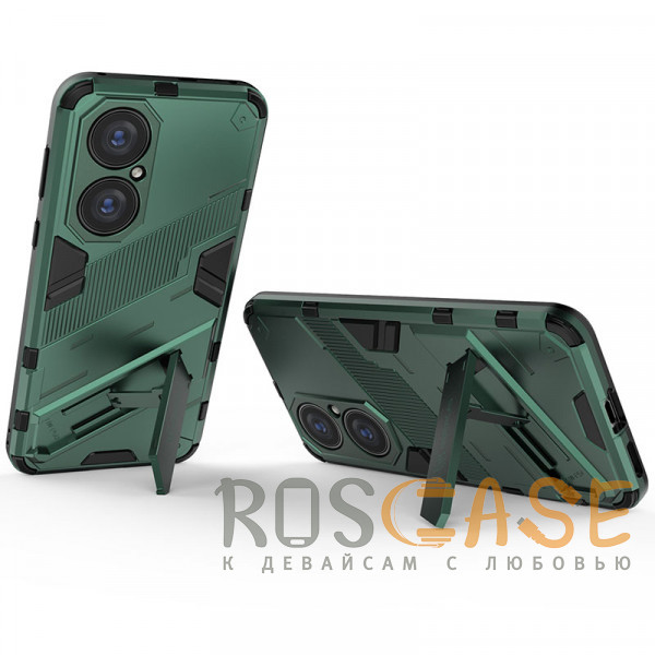 Фотография Зеленый Megatron | Противоударный чехол-подставка для Huawei P50 / P50E с защитой камеры