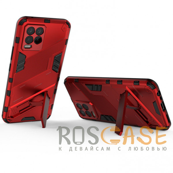 Изображение Красный Megatron | Противоударный чехол-подставка для Realme 8 / 8 Pro с защитой камеры