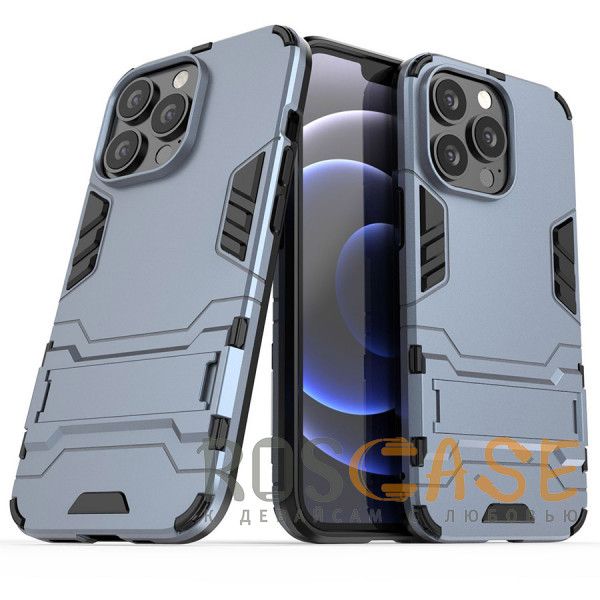 Фотография Синий Transformer | Противоударный чехол-подставка для iPhone 13 Pro Max с мощной защитой корпуса