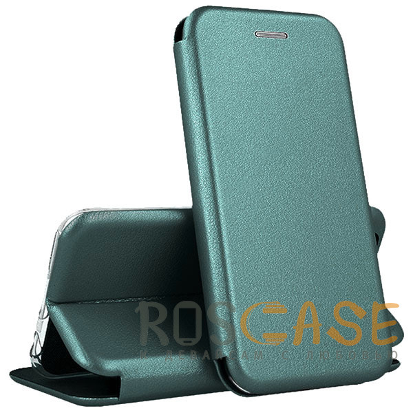 Фото Темно-зеленый Open Color | Кожаный чехол-книжка для Samsung Galaxy A51 с функцией подставки и магнитом