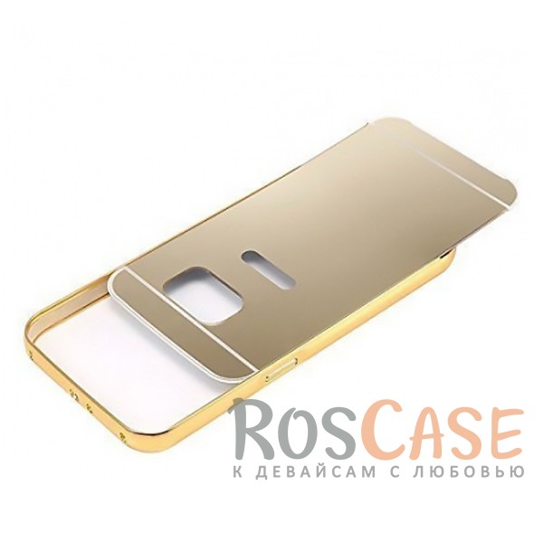 Фотография Золотой Металлический чехол бампер для Samsung G955 Galaxy S8 Plus с зеркальной вставкой