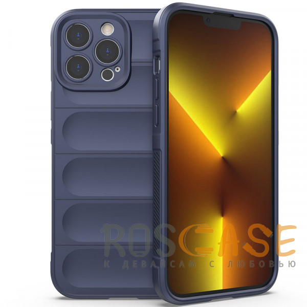 Фото Темно-синий Flex Silicone | Противоударный чехол для iPhone 13 Pro Max с защитой камеры и микрофиброй