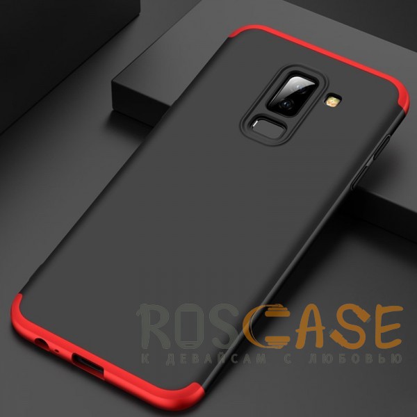 Изображение Черный / Красный GKK LikGus 360° | Двухсторонний чехол для Samsung Galaxy A6 Plus (2018) с защитными вставками
