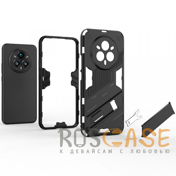 Фото Черный Megatron | Противоударный чехол-подставка для Realme 14 Pro Plus 5G с защитой камеры