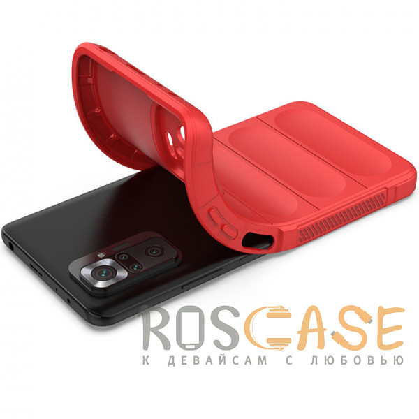 Фотография Красный Flex Silicone | Противоударный чехол для Xiaomi Redmi Note 10 Pro (Max) с защитой камеры и микрофиброй