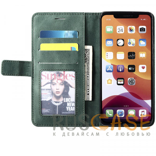 Фото Зеленый Retro Book | Кожаный чехол книжка / кошелек из Premium экокожи для Xiaomi Redmi Note 8 Pro