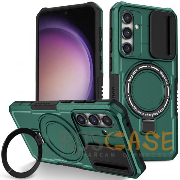 Фото Темно-зеленый CamShield MagSafe | Противоударный чехол для Samsung Galaxy S24 FE со шторкой для камеры