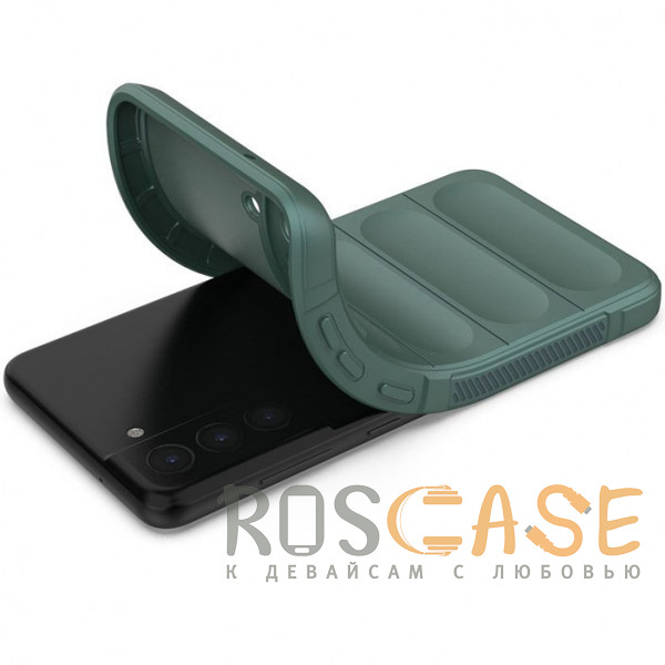 Фотография Зеленый Flex Silicone | Противоударный чехол для Samsung Galaxy S21 FE с защитой камеры и микрофиброй
