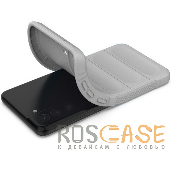 Фотография Серый Flex Silicone | Противоударный чехол для Samsung Galaxy S21 FE с защитой камеры и микрофиброй