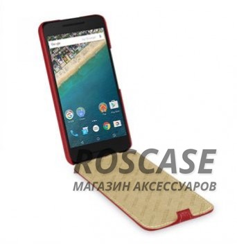 Фото Красный / Red TETDED натур. кожа | Чехол-флип для LG Google Nexus 5x