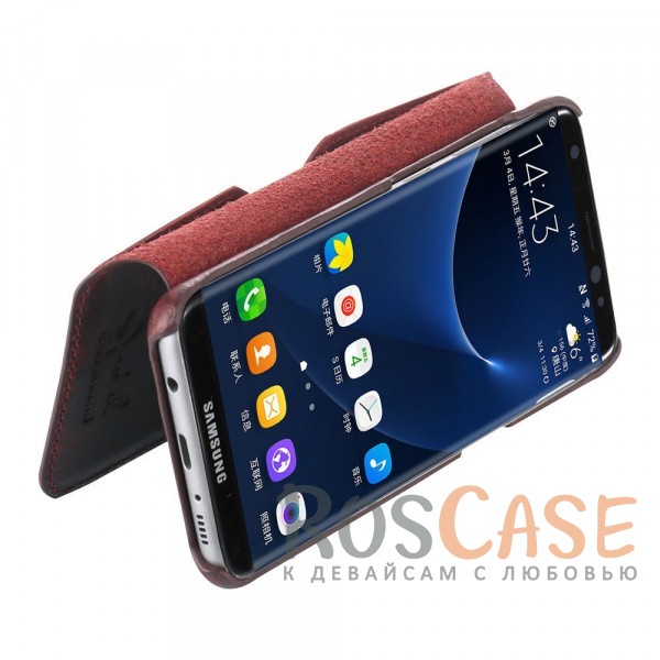 Фото Бордовый Кожаный чехол-книжка для Samsung G955 Galaxy S8 Plus с внутренним карманом