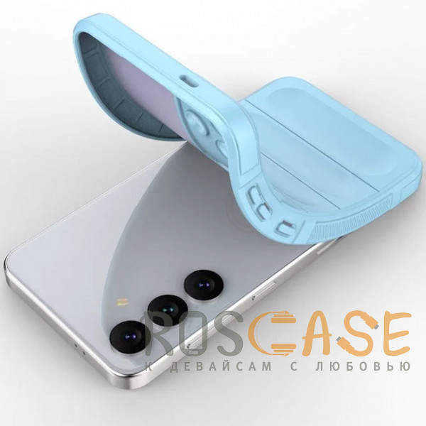 Фотография Голубой Flex Silicone | Противоударный чехол для Samsung Galaxy S24 с защитой камеры и микрофиброй