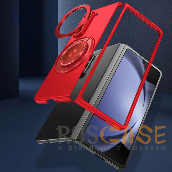 Фото Красный Matte Shield Ring | Тонкий пластиковый чехол с кольцом Magsafe для Samsung Galaxy Z Fold 6