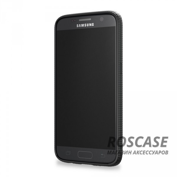Изображение Черный Гибкий силиконовый чехол STIL Stone Edge с фактурным треугольным узором и рельефными гранями для Samsung G930F Galaxy S7