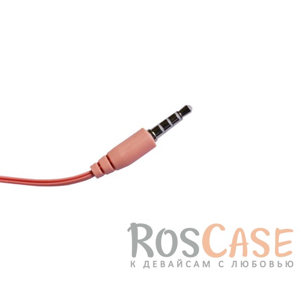 Изображение Розовый Вакуумные наушники EV-86 с плоским проводом и микрофоном
