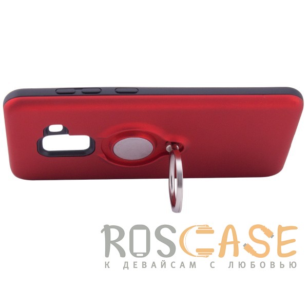 Изображение Красный Deen | Матовый чехол для Samsung A530 Galaxy A8 (2018) с креплением под магнитный держатель и кольцом-подставкой