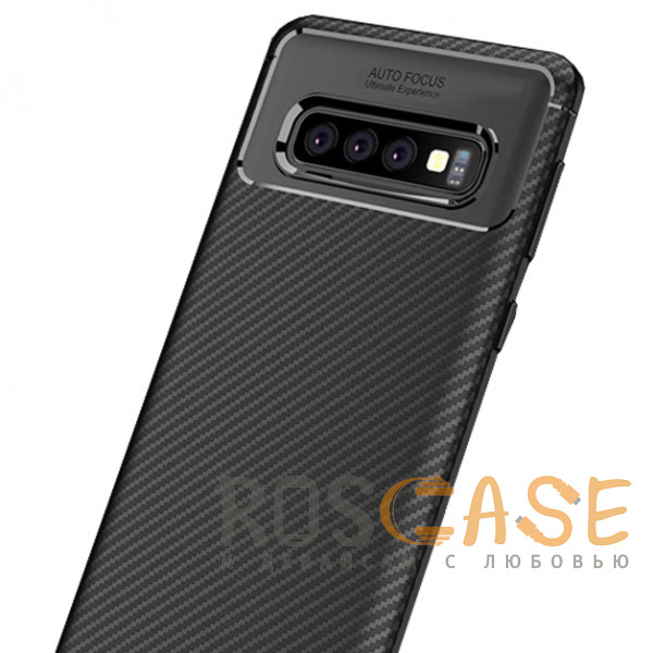 Изображение Черный Силиконовый матовый чехол с текстурой Карбон для Samsung Galaxy S10e