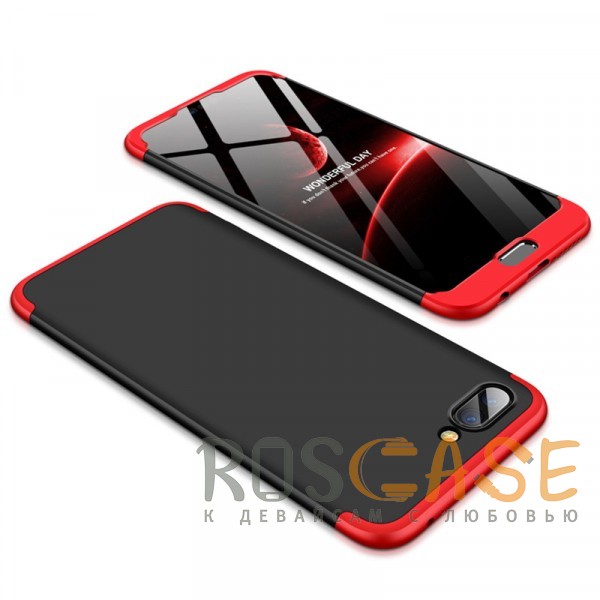 Фото Черный / Красный GKK LikGus 360° | Двухсторонний чехол для Huawei Honor 10 с защитными вставками