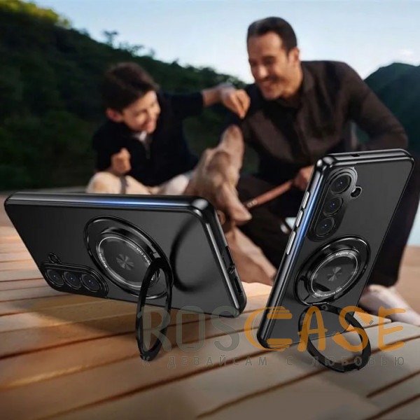 Фото Черный Чехол с кольцом Magsafe и алюминиевой вставкой для Samsung Galaxy S26 Plus