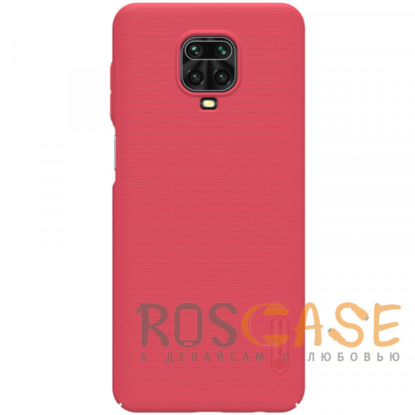 Фотография Красный Nillkin Super Frosted Shield | Матовый пластиковый чехол для Redmi Note 9 Pro (Max) / Note 9S