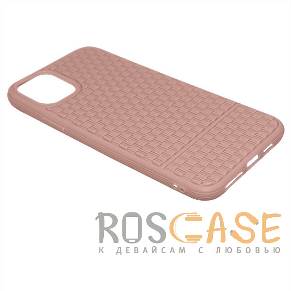 Фотография Нежно-розовый Рельефный силиконовый чехол Плетение для iPhone 11