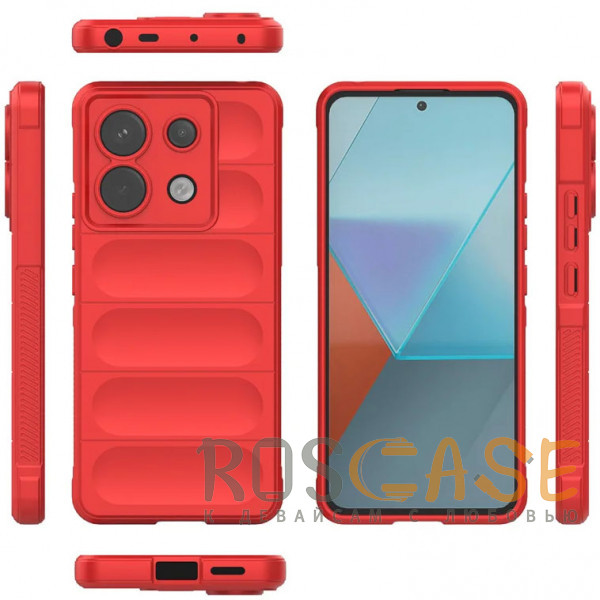 Изображение Красный Flex Silicone | Противоударный чехол для Xiaomi Redmi Note 13 Pro 5G / Poco X6 5G с защитой камеры и микрофиброй