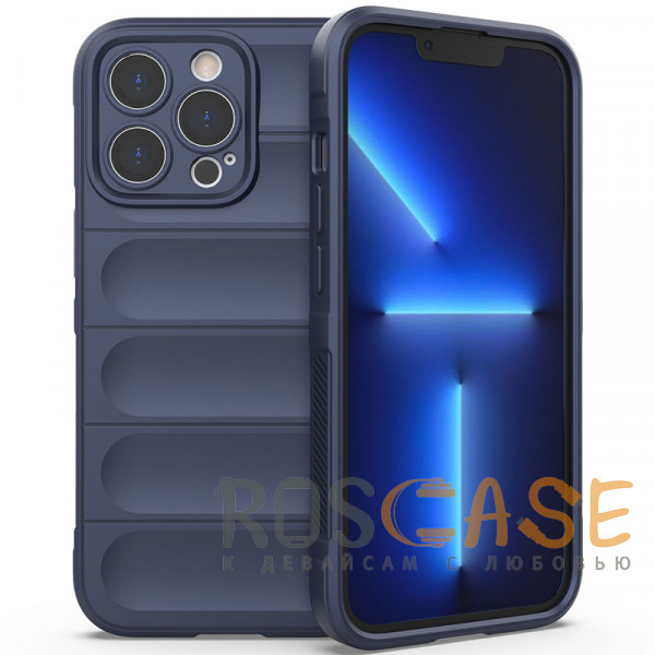 Фото Темно-синий Flex Silicone | Противоударный чехол для iPhone 13 Pro с защитой камеры и микрофиброй