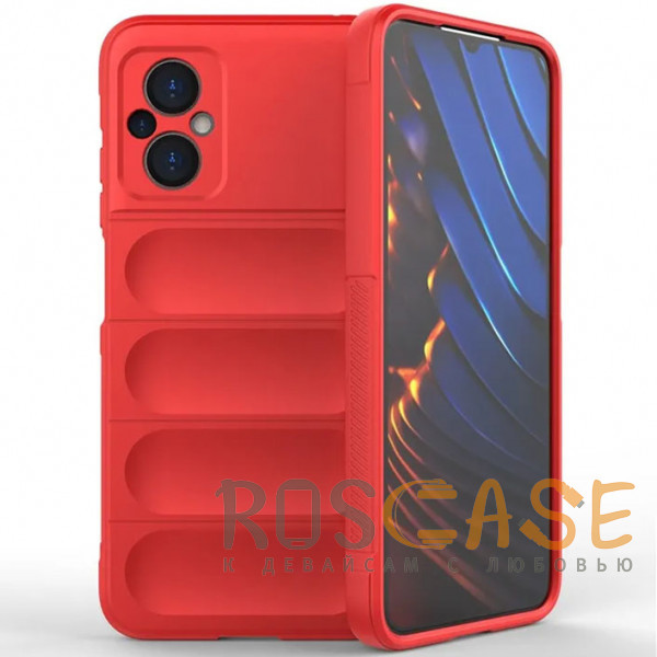 Фото Красный Flex Silicone | Противоударный чехол для Xiaomi Poco M4 5G / M5 4G с защитой камеры и микрофиброй