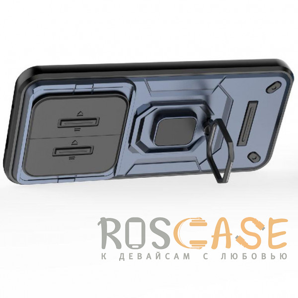 Фотография Темно-синий Transformer Ring Holder | Противоударный чехол с кольцом и шторкой камеры для Xiaomi Redmi Note 15 Pro Plus