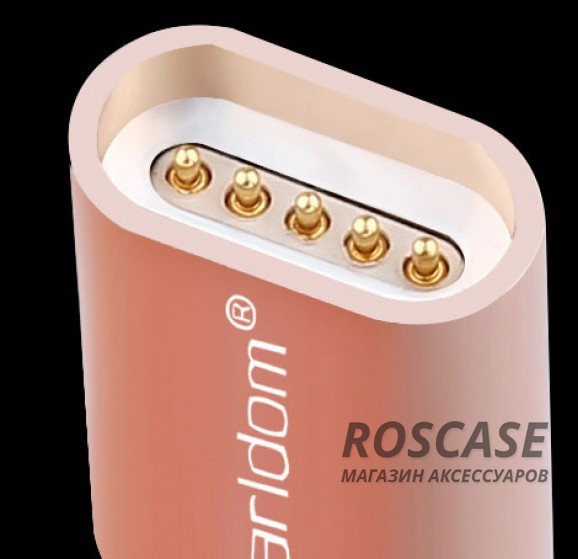 Фотография Розовый / Rose Gold Earldom | Магнитный кабель и Lightning адаптер для комфортного подключения и зарядки iPhone (1m)