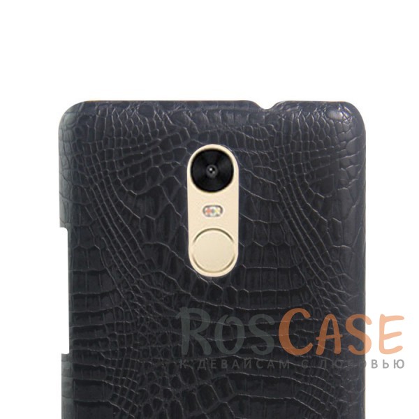 Фото Черный Кожаный чехол-накладка Croc с текстурой крокодиловой кожи для Xiaomi Redmi Note 3 / Redmi Note 3 Pro