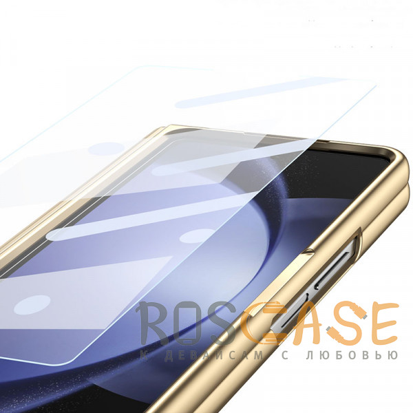 Изображение Золотой Чехол 3D с кожаной вставкой и стилусом для Samsung Galaxy Z Fold 5