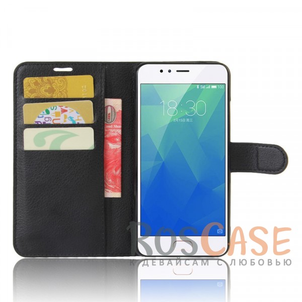 Фото Черный Wallet | Кожаный чехол-кошелек с внутренними карманами для Meizu M5s