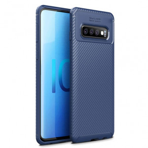 Силиконовый матовый чехол с текстурой Карбон для Samsung Galaxy S10