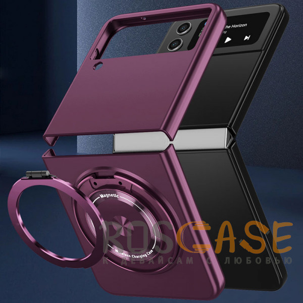Фото Бордовый Matte Shield Ring | Тонкий пластиковый чехол с кольцом Magsafe для Samsung Galaxy Z Flip 4