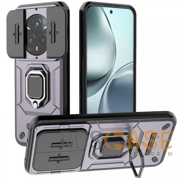 Фото Фиолетовый Transformer Ring Holder | Противоударный чехол с кольцом и шторкой камеры для Realme 14 Pro Plus 5G