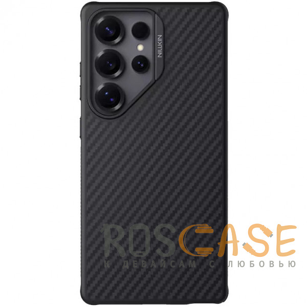 Фото Черный Nillkin Synthetic Fiber Magnetic | Чехол с карбоновой текстурой для Samsung Galaxy S25 Ultra с поддержкой Magsafe