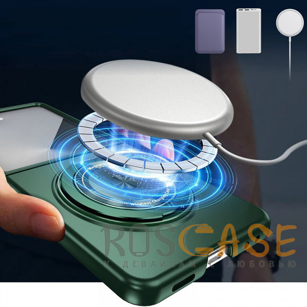 Фотография Темно-зеленый Matte Shield Ring | Тонкий пластиковый чехол с кольцом Magsafe для Samsung Galaxy Z Flip 7
