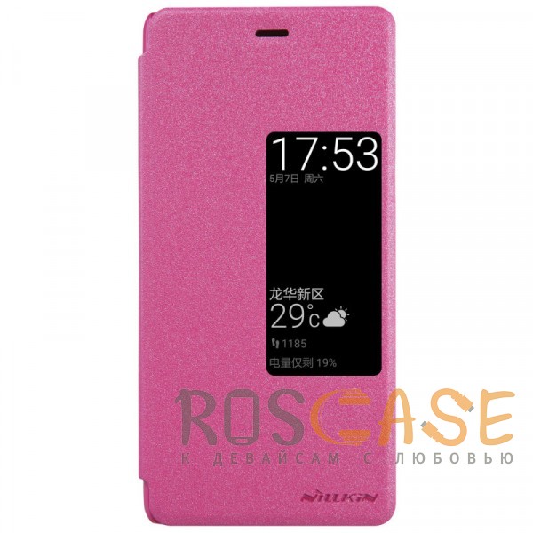 Фото Розовый с окошком Nillkin Sparkle | Чехол-книжка с функцией Sleep Mode для Huawei P9 Plus