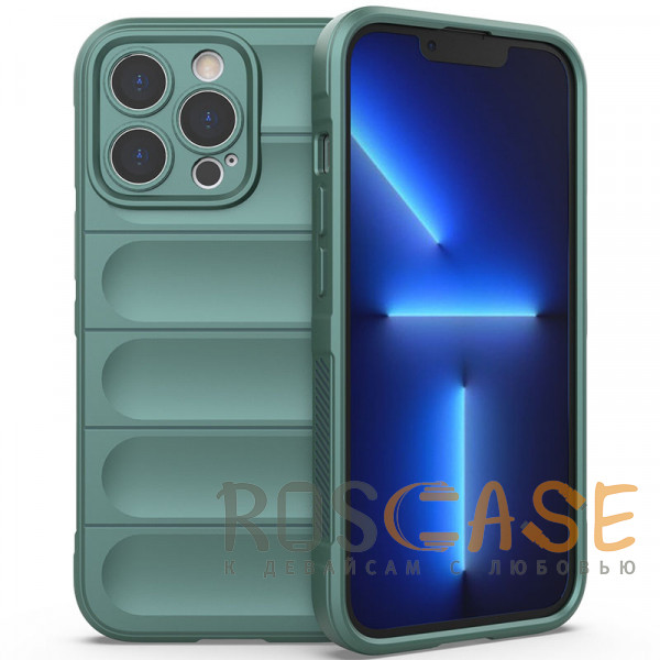 Фото Зеленый Flex Silicone | Противоударный чехол для iPhone 13 Pro с защитой камеры и микрофиброй