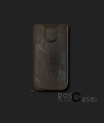Фото Черный (змея) Кожаный футляр Mavis Classic PYTHON 119x66/130x68 для HTC 400/Samsung i8262
