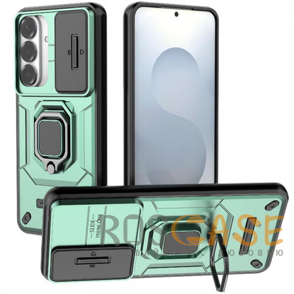 Фото Зеленый Transformer Ring Holder | Противоударный чехол с кольцом и шторкой камеры для Samsung Galaxy S26