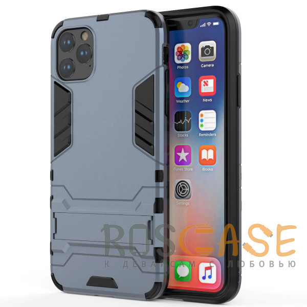 Фото Синий Transformer | Противоударный чехол-подставка для iPhone 12 / 12 Pro с мощной защитой корпуса