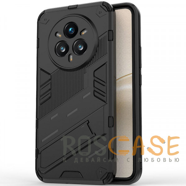 Фото Черный Megatron | Противоударный чехол-подставка для Realme 14 Pro Plus 5G с защитой камеры
